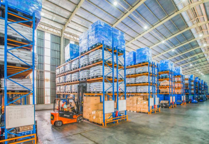 Clean, Organized Warehouse With Neatly Stacked Boxes