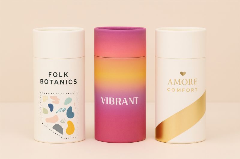 Custom Branded Tube Rigid Boxes With Unique Graphics Showcasing Distinctive Brand Differentiation